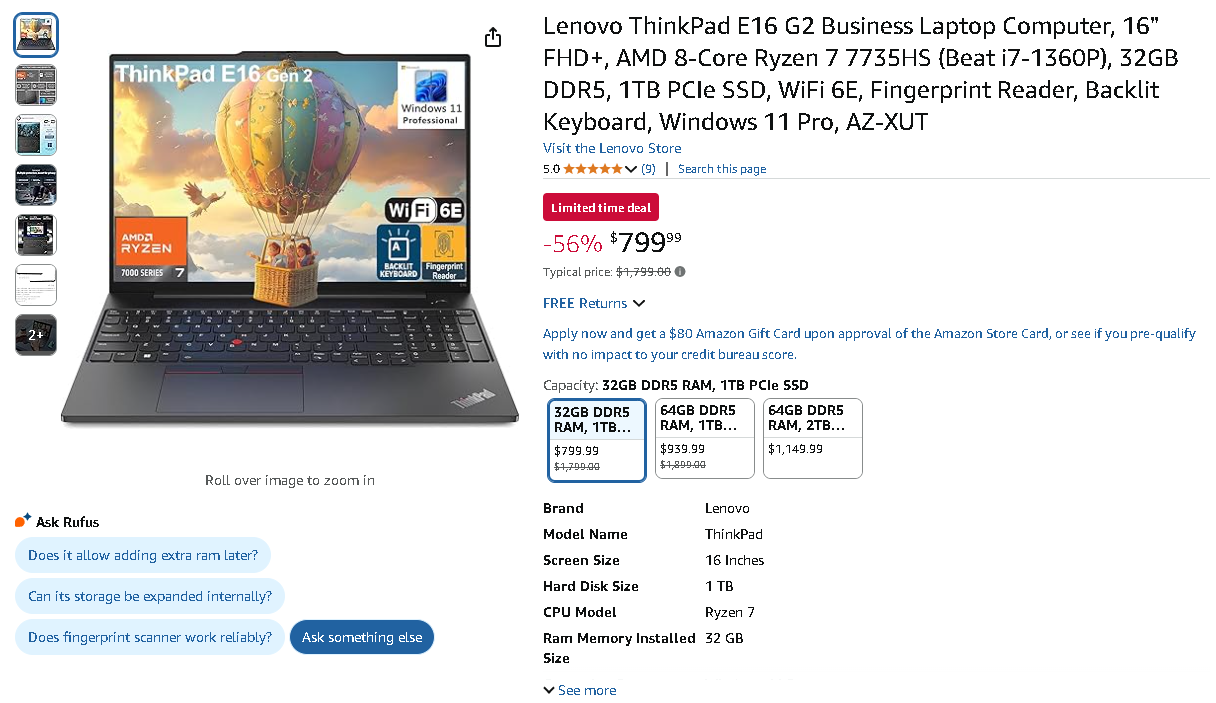 Screenshot of the Lenovo ThinkPad E16 G2