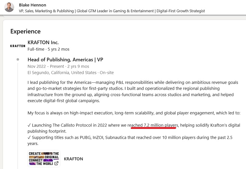 Сторінка Blake Hennon на LinkedIn