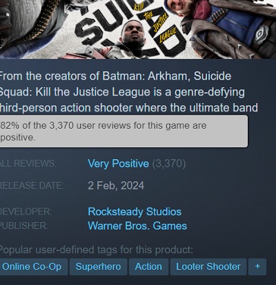 Le résultat est prévisible : les experts ont critiqué Suicide Squad Kill The Justice League et ont attribué une mauvaise note au jeu.-6