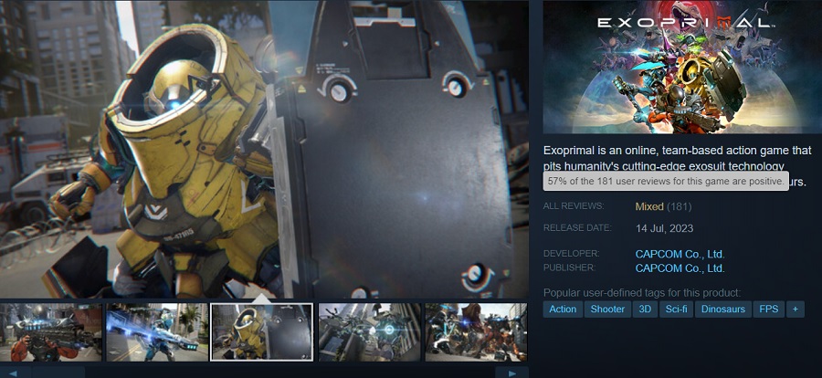 Dinosaurs breaks Capcom's streak of success: action game Exoprimal gets subdued reviews and doesn't attract much attention from gamers-2