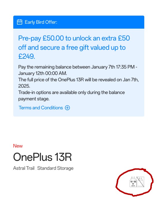 Сайт OnePlus UK підтверджує, що OnePlus 13R не постачатиметься із зарядним пристроєм