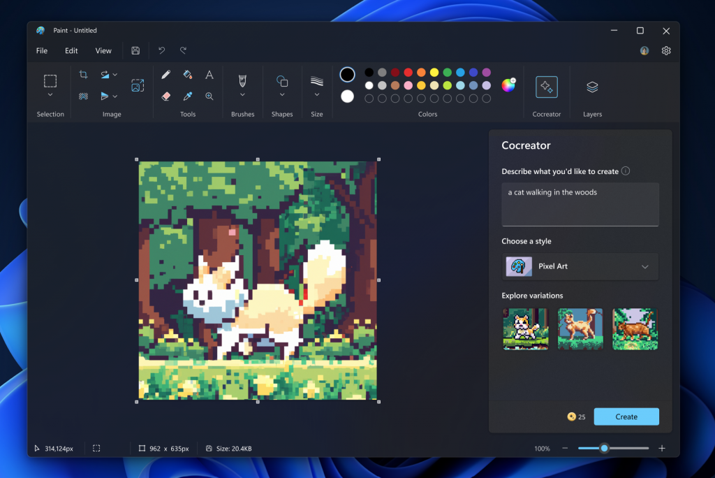 Microsoft тестирует генератор изображений на основе DALL-E в Paint для Windows 11-2