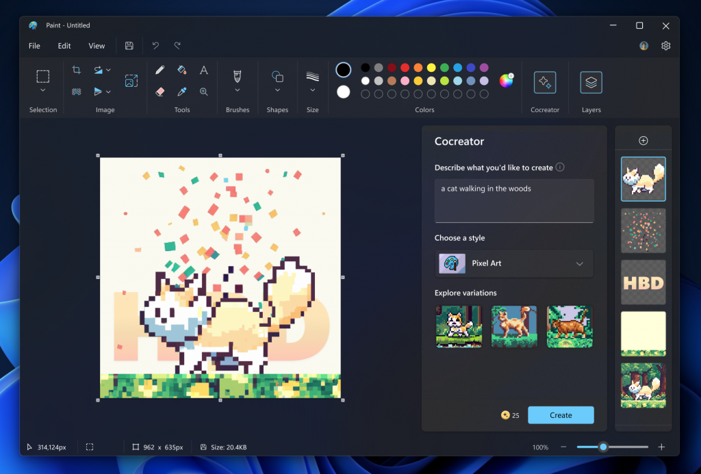 Microsoft тестирует генератор изображений на основе DALL-E в Paint для Windows 11-3