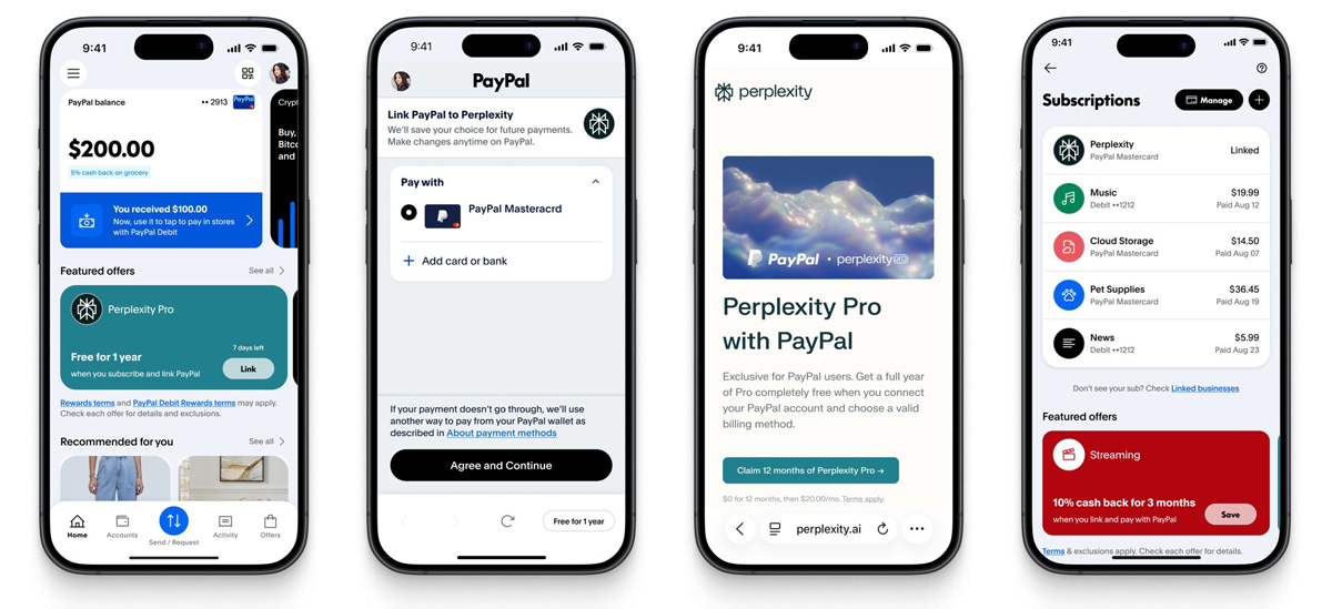 Річна підписка Perplexity Pro безкоштовно. Ілюстрація для акції PayPal