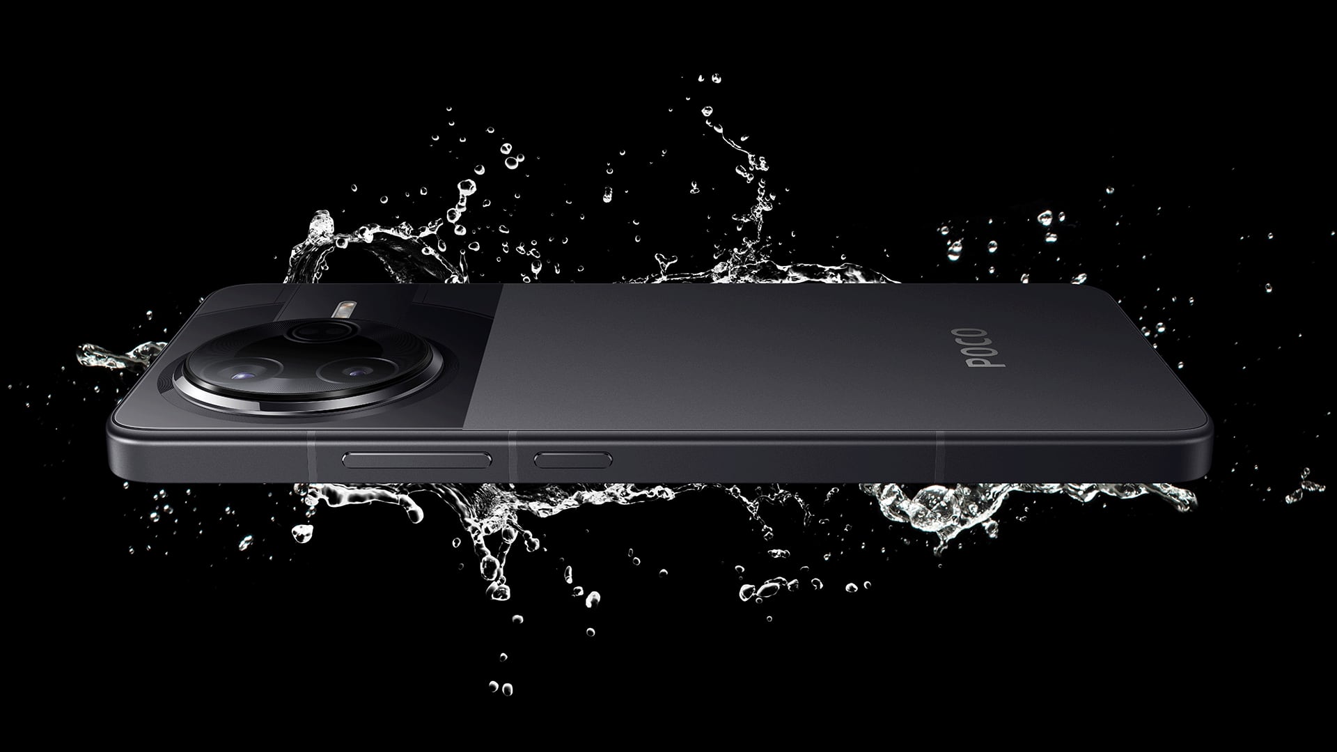 POCO F7 Pro на черном фоне