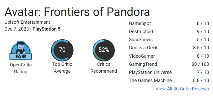 Un jeu magnifique au gameplay banal : les critiques ont réservé un accueil mitigé à Avatar : Frontiers of Pandora d'Ubisoft.-3