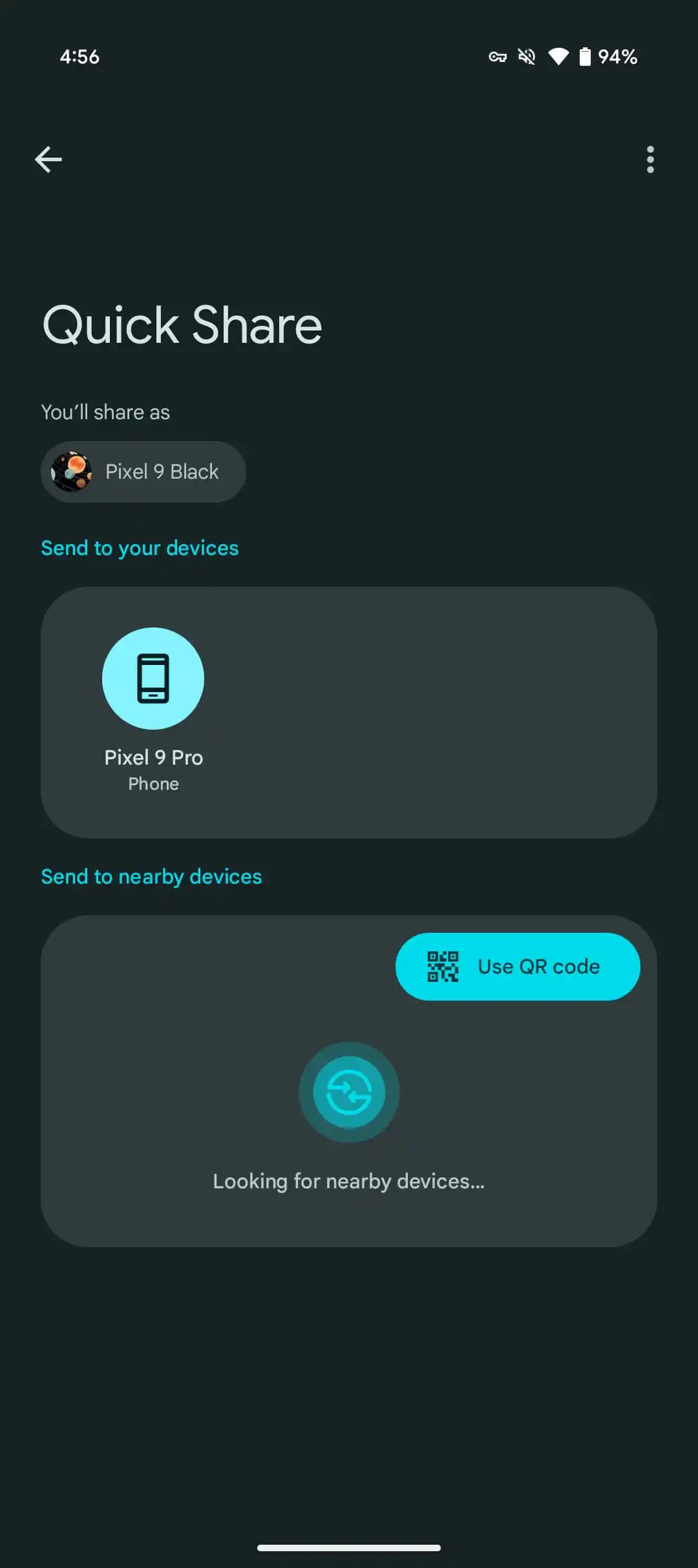 QR code for sharing files in Quick Share