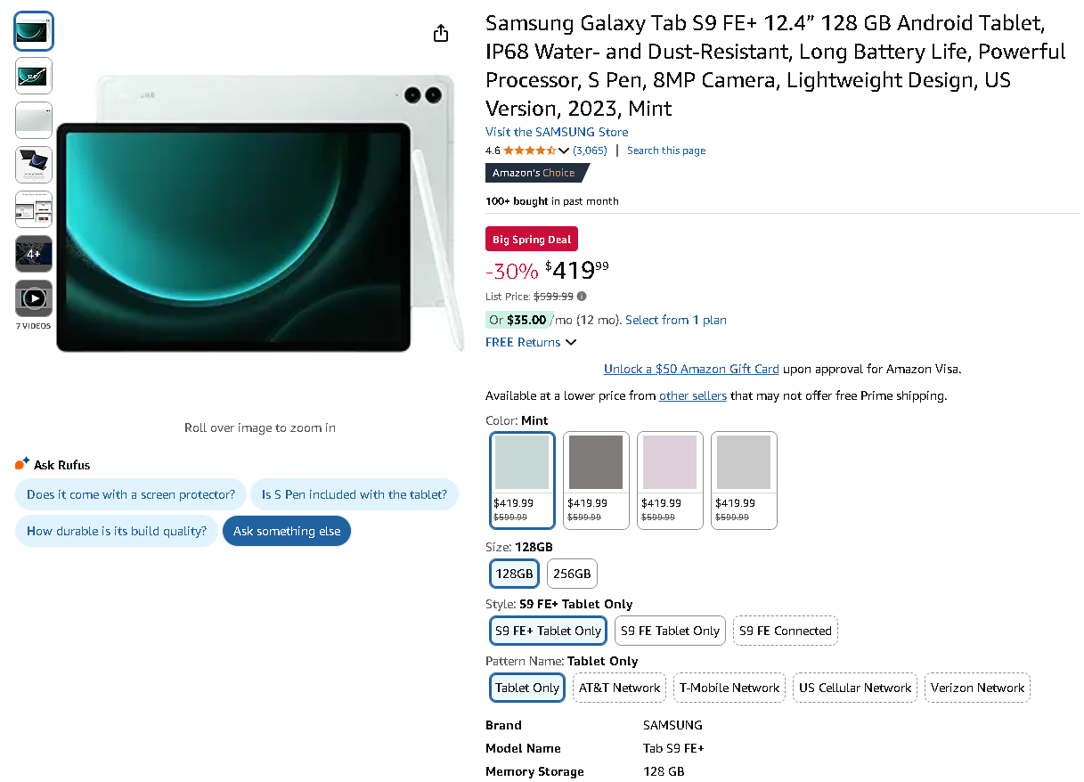 Samsung Galaxy Tab S9 FE+ image