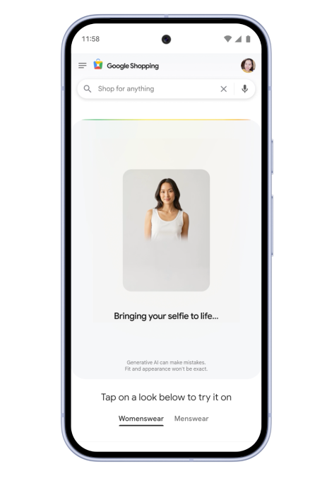 Виртуальная примерка одежды в Google Shopping на основе селфи
