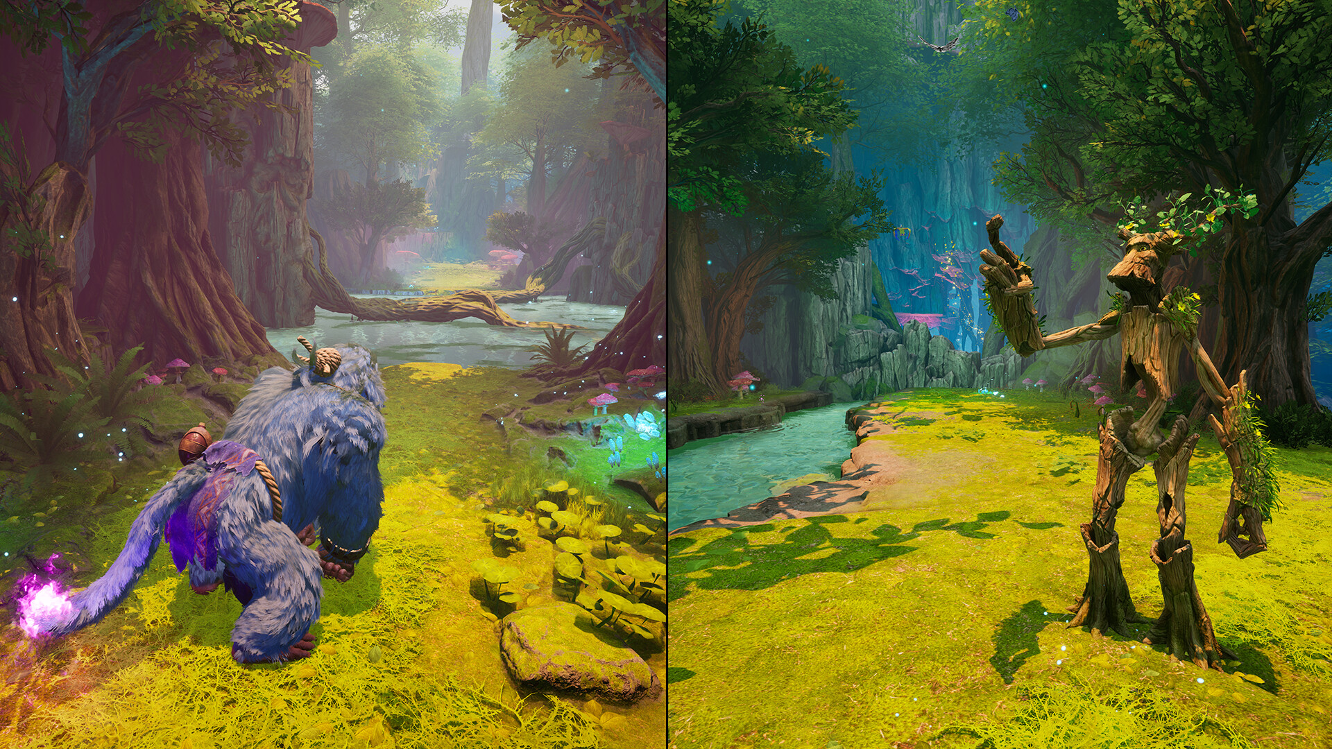 An illustration from the game Split Fiction, showing characters in different worlds