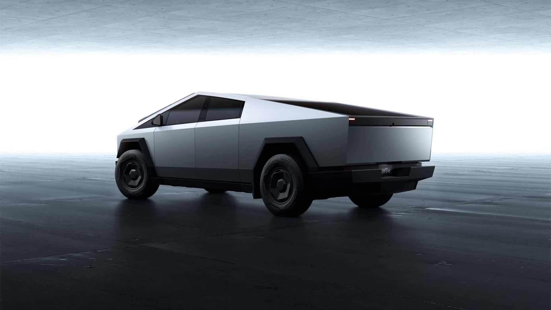 Tesla Cybertruck Long Range с видом на заднюю часть