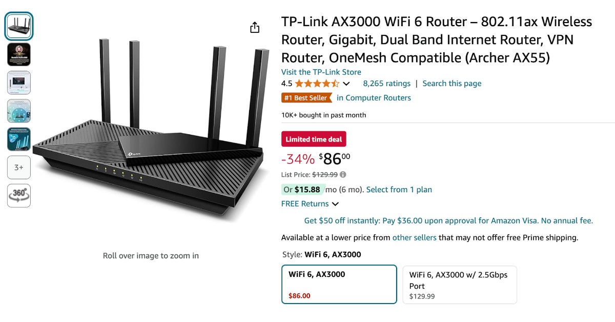 TP-Link AX3000 WiFi 6 Router - $43 OFF NOW!