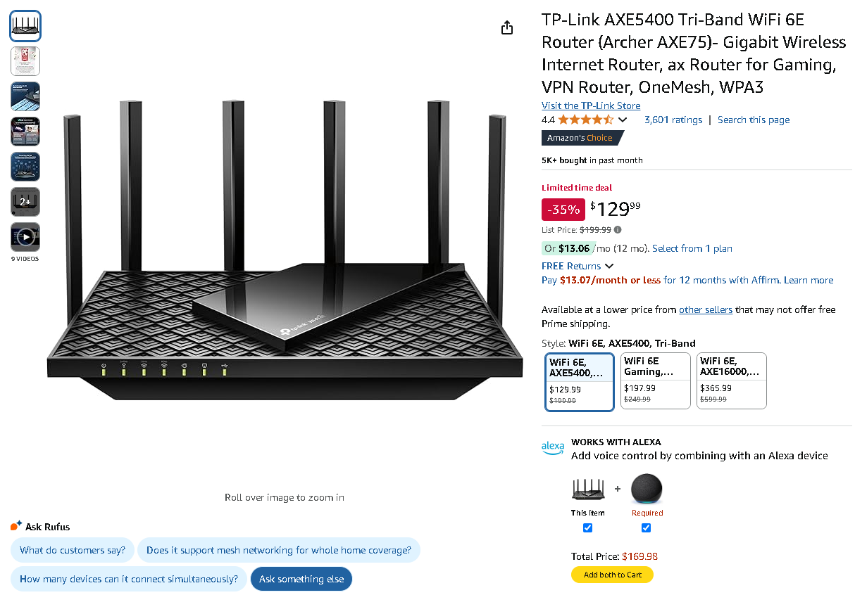 Screenshot of the TP-Link Archer AXE75