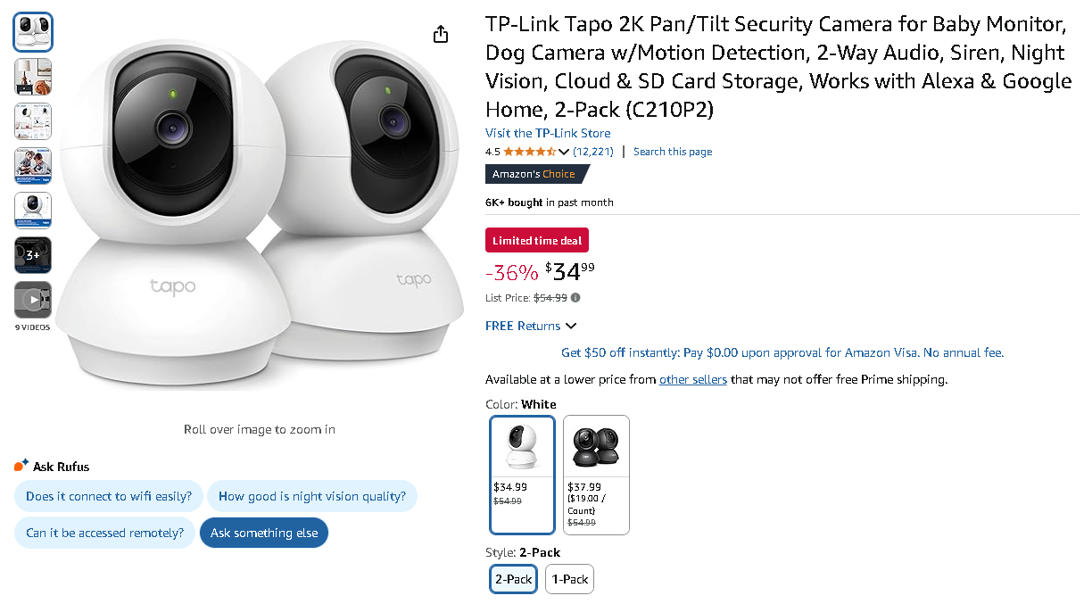 TP-Link Tapo 2K Security Camera