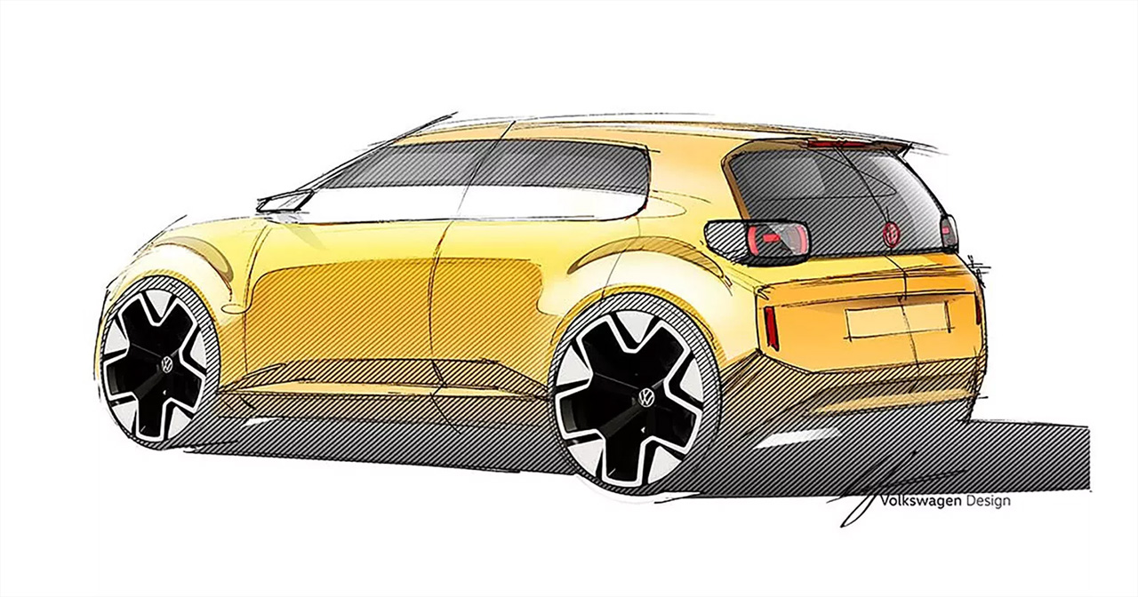 Эскизное изображение нового электромобиля Volkswagen стоимостью 20 000 евро.