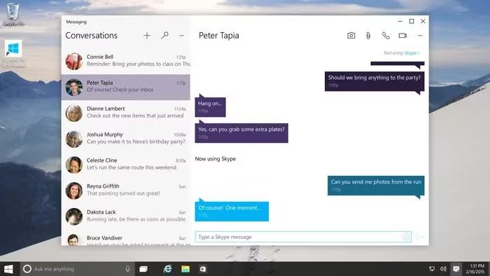 Messagerie Windows 10 avec Skype
