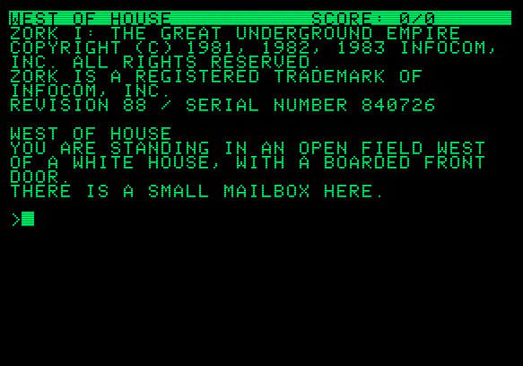 Скриншот игры ZORK