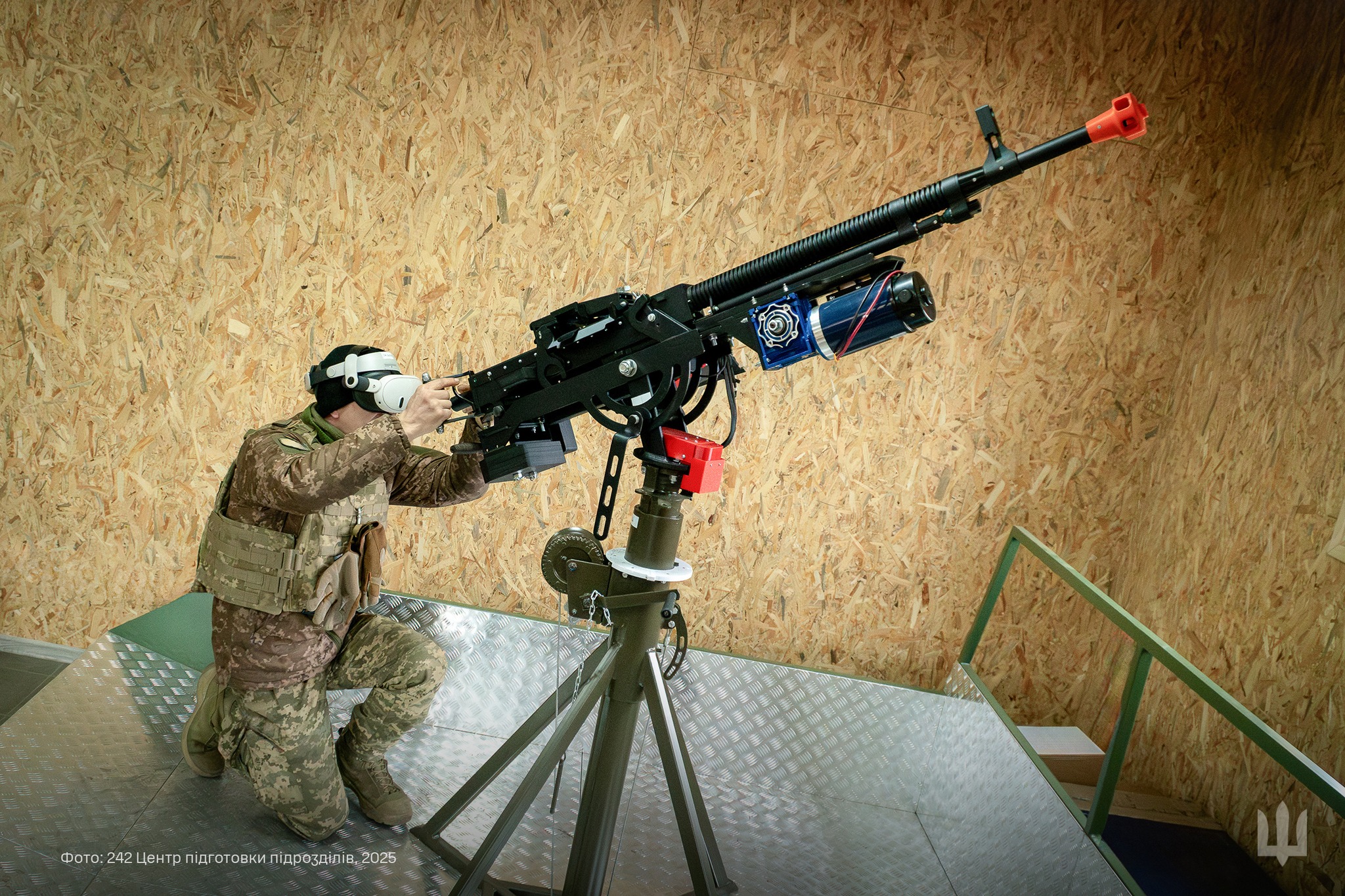 A soldier on a VR simulator