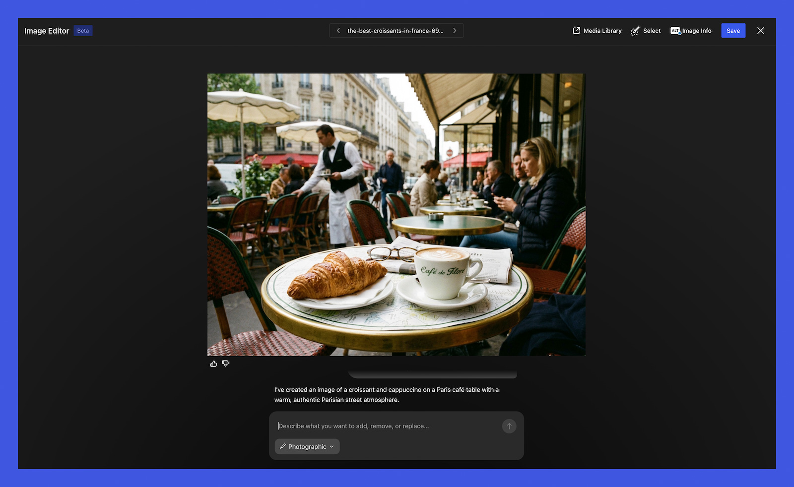 Édition d'image WordPress AI Assistant