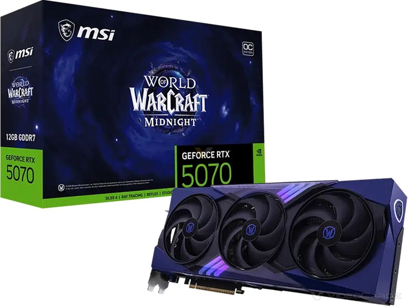 MSI GeForce RTX 5070 в золотистому кольорі