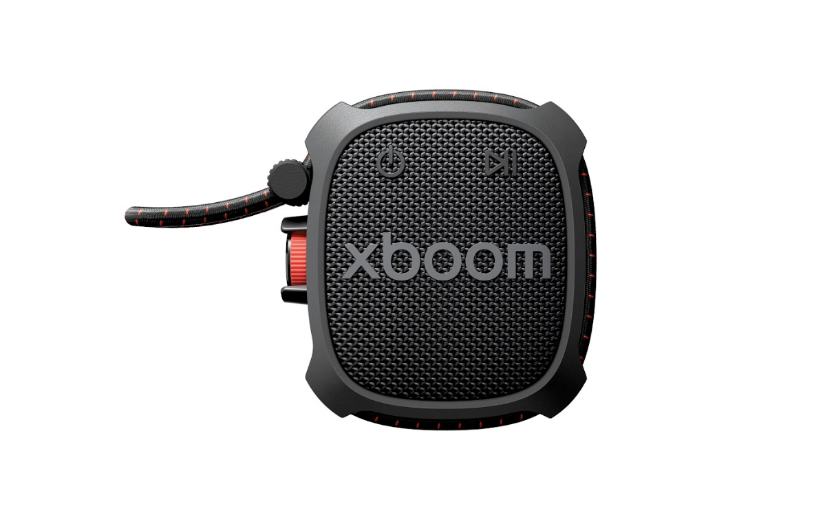 Portable LG XBOOM speaker at CES 2026 booth