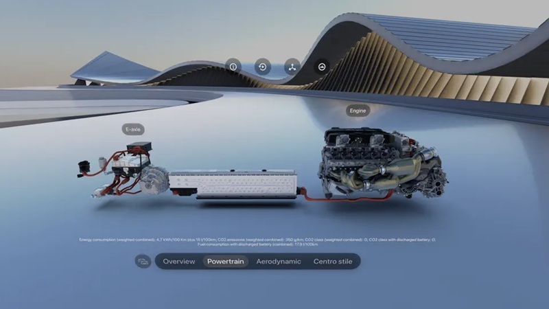 Lamborghini спортивный автомобиль в AR-гарнитуре Vision Pro