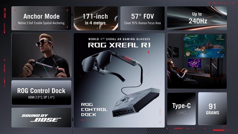 ASUS ROG XREAL R1 AR Gaming Glasses крупное изображение