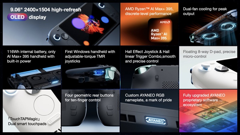 9-inch OLED display on Ayaneo Next 2