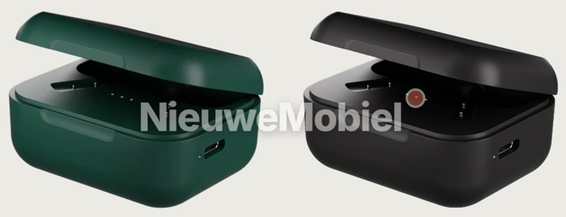 Fairbuds 2 leaked renders showing the new stemmed design in black and green colorways.