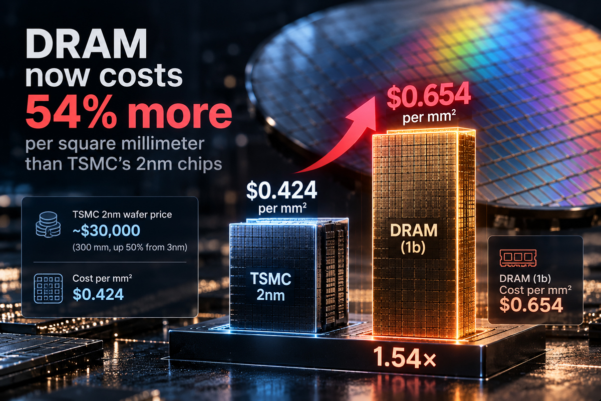 Сравнение стоимости DRAM 1b с 2-нанометровыми пластинами TSMC