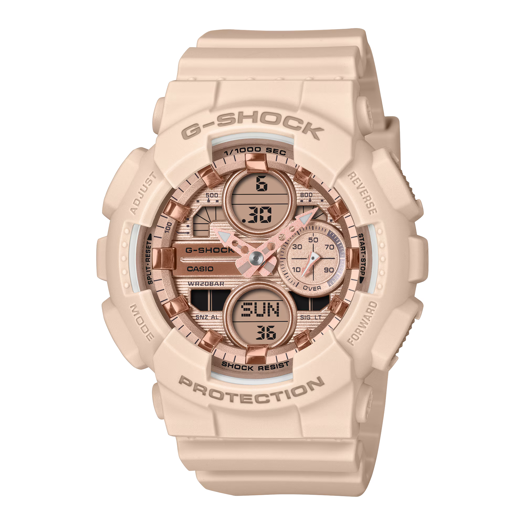 Casio G-Shock GMAS140PG-4A часы с розовым корпусом