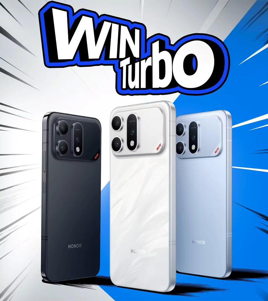 Le Honor Win Turbo décliné en trois coloris. Illustration : Honor