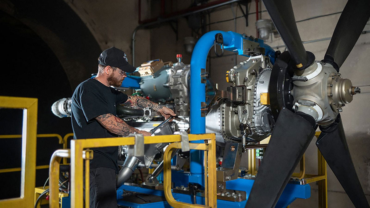 Pratt & Whitney's hybrid-electric propulsion system during ground testing. Photo: RTX