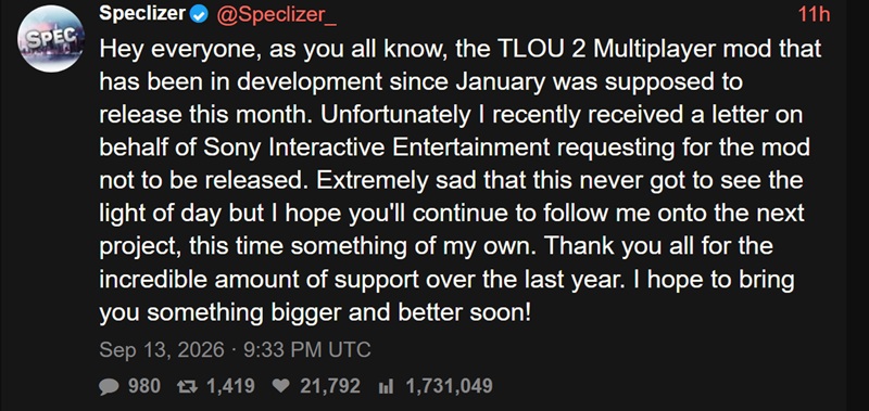 The Last of Us Online project cancellation image