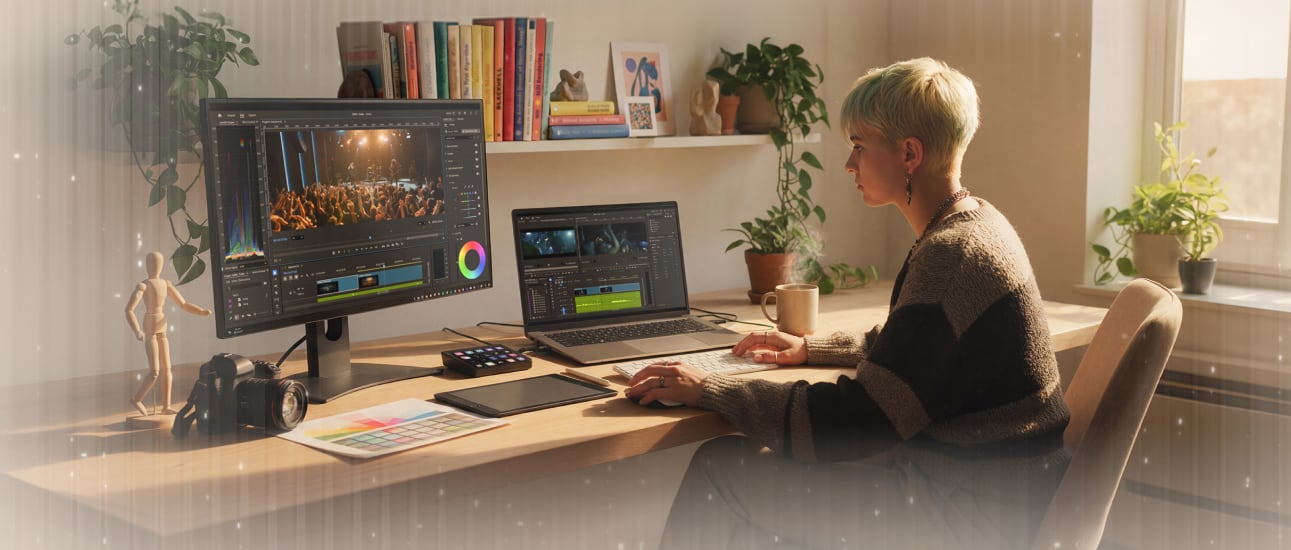 NVIDIA Studio поєднує продуктивність графічних процесорів RTX та прискорення на основі штучного інтелекту, що забезпечує швидше редагування відео.