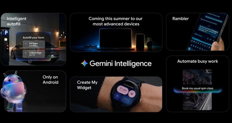 Illustration of Gemini Intelligence features