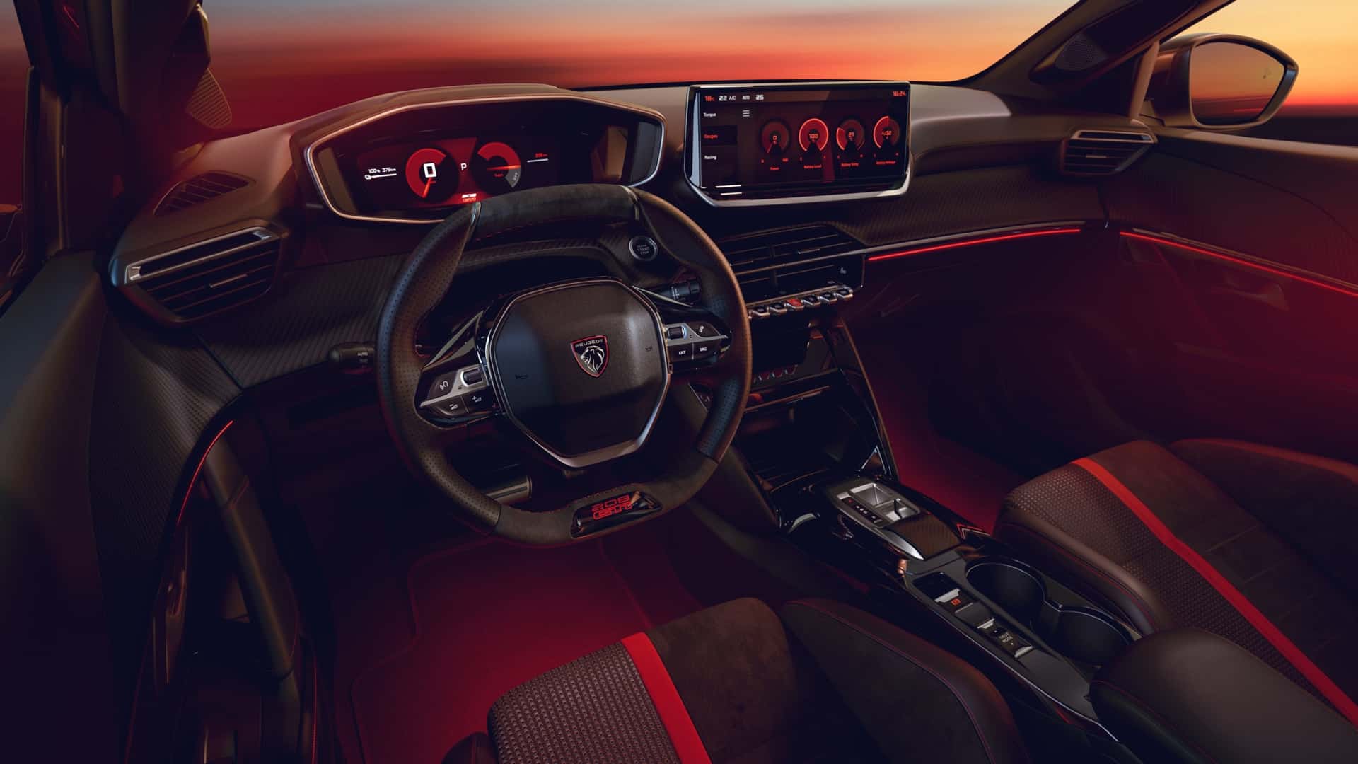 Peugeot E-208 GTi - Спортивный салон с красными акцентами