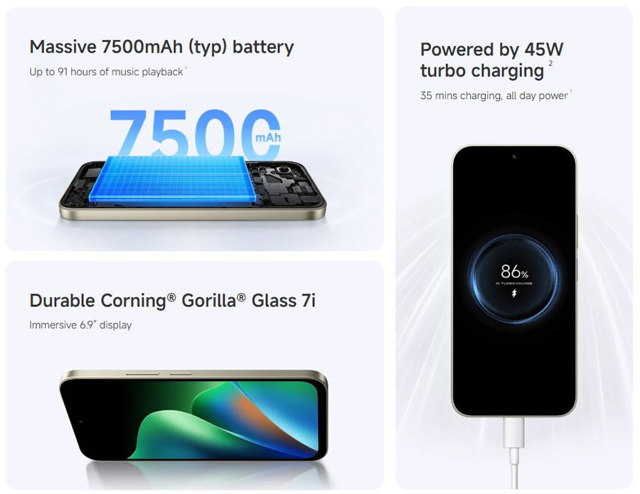 La batterie de 7 500 mAh est le principal atout du Redmi 17 face à la concurrence.