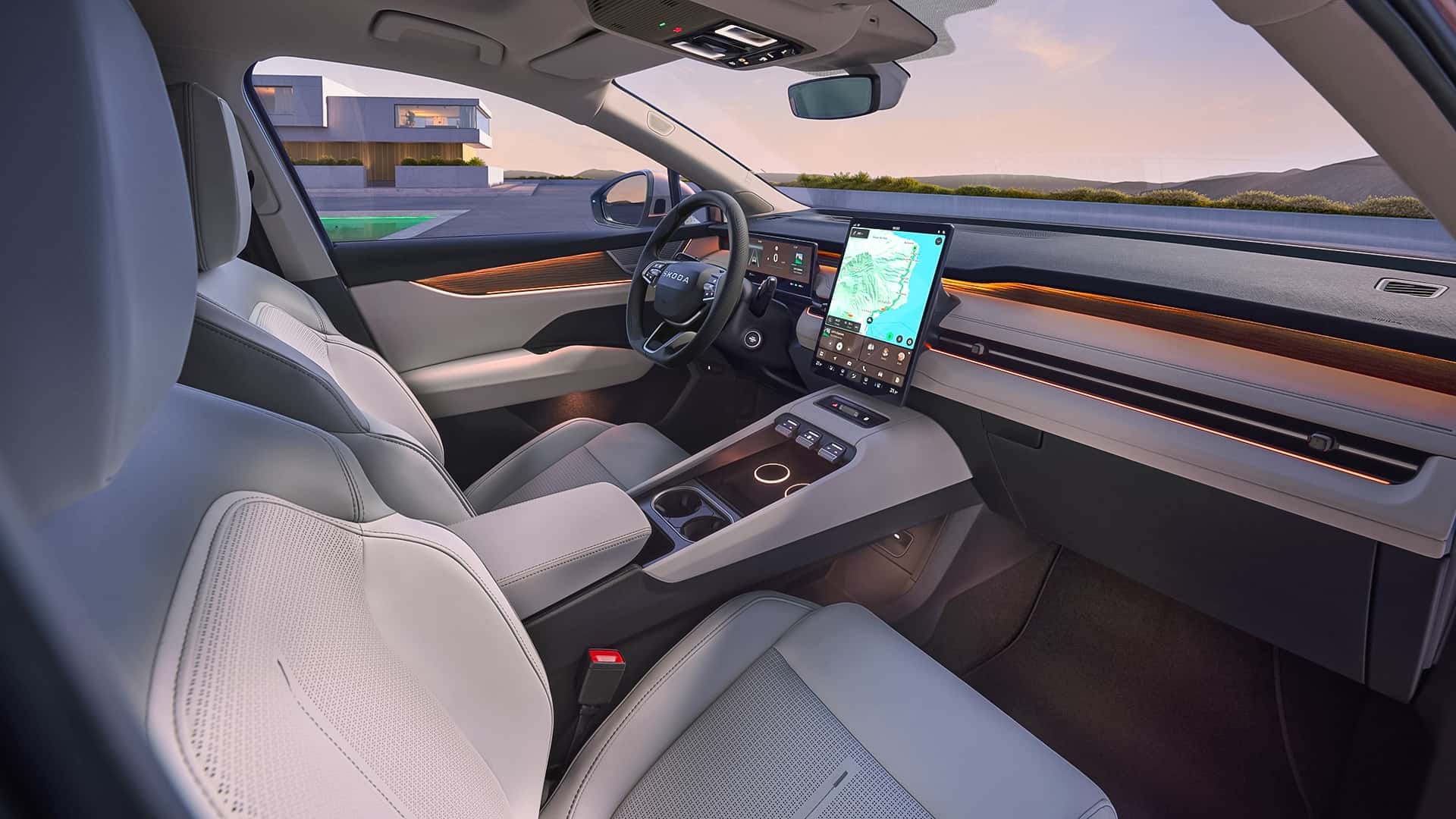 Skoda Peaq электрокроссовер в движении