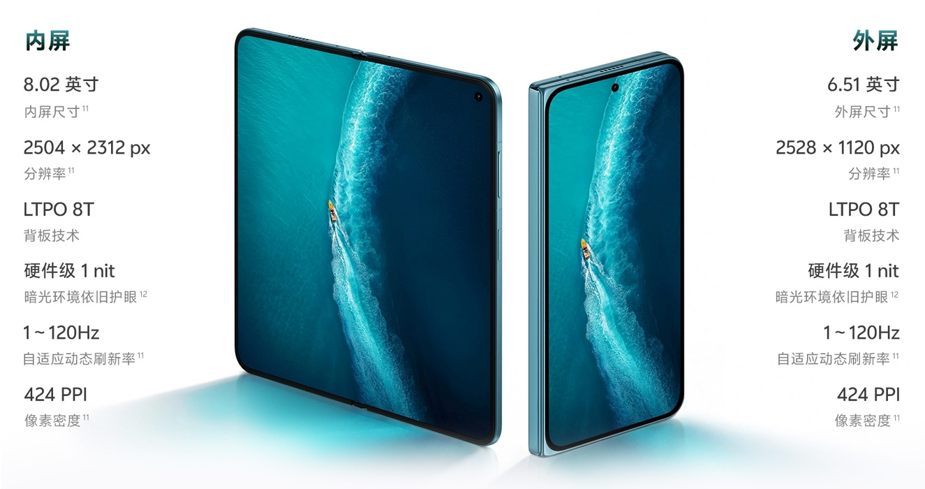 Характеристики внешнего и основного складного экрана Vivo X Fold 6