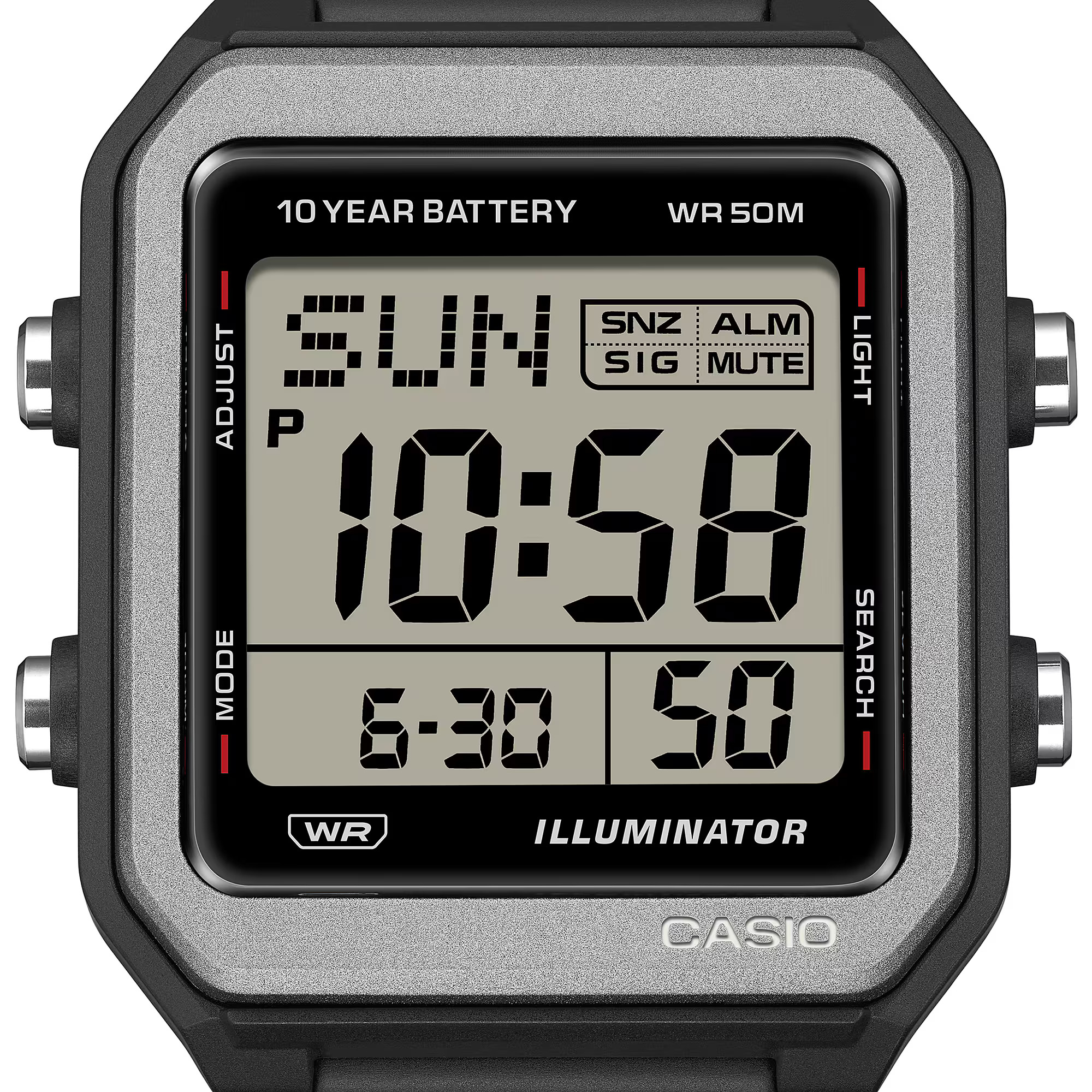Casio W-221H-1BV годинник вид збоку